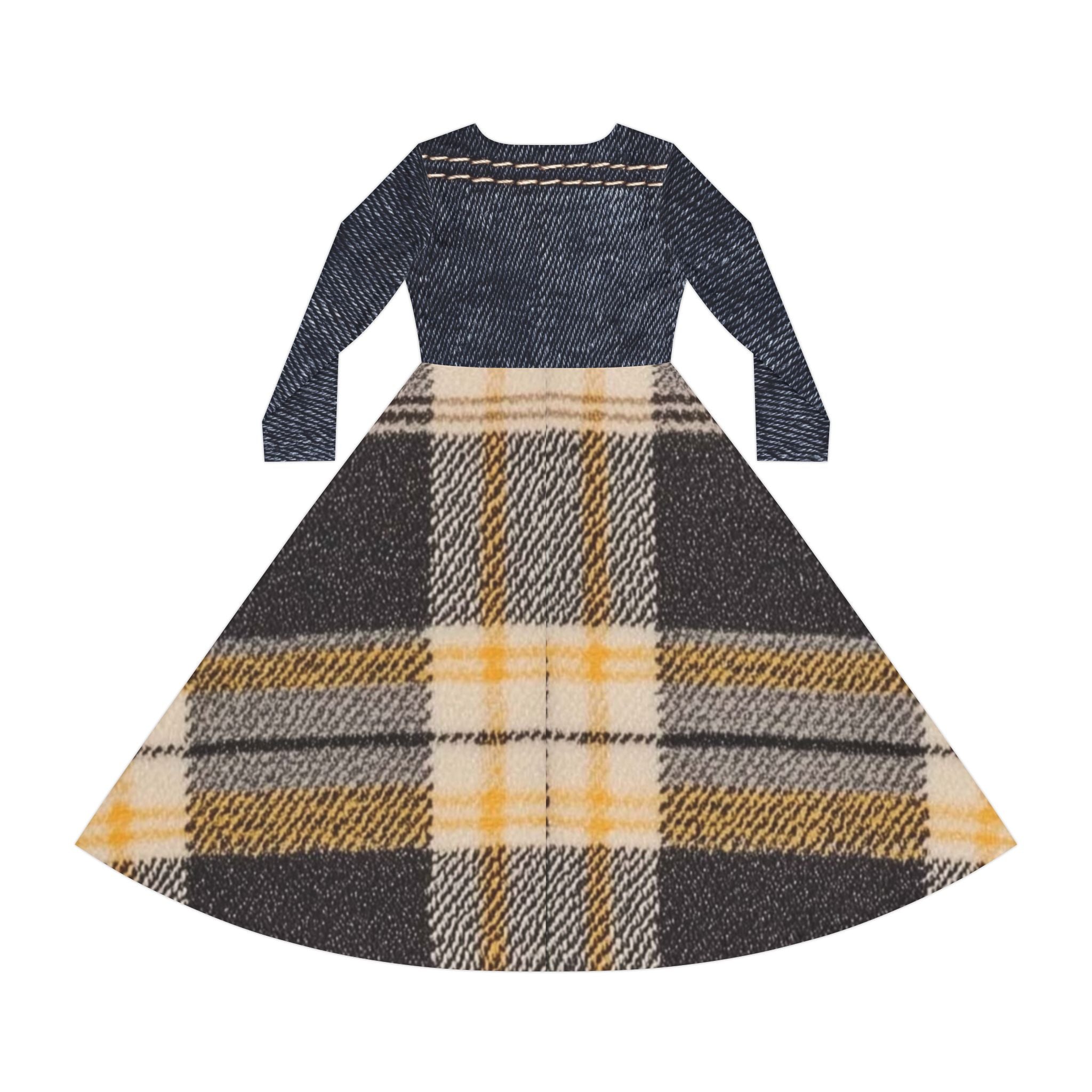 Women's Dance Dress - Denim Print and Flannel
