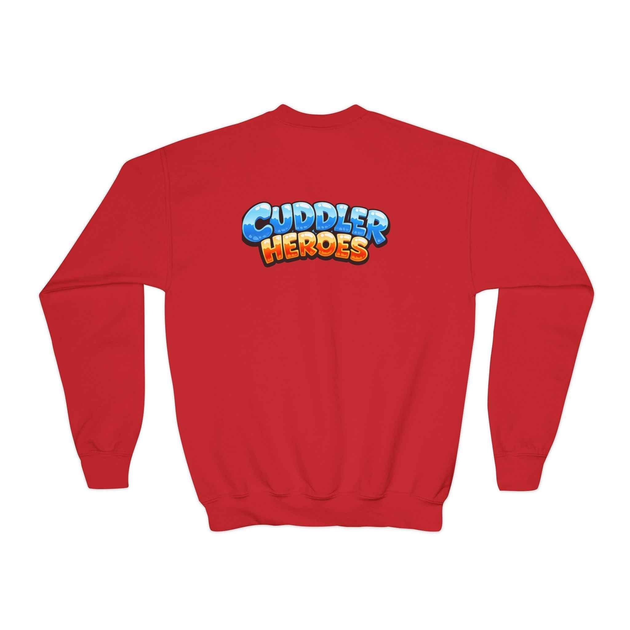 Cuddler Hero Kids Sweatshirt — Cute Superhero Teddy Crewneck