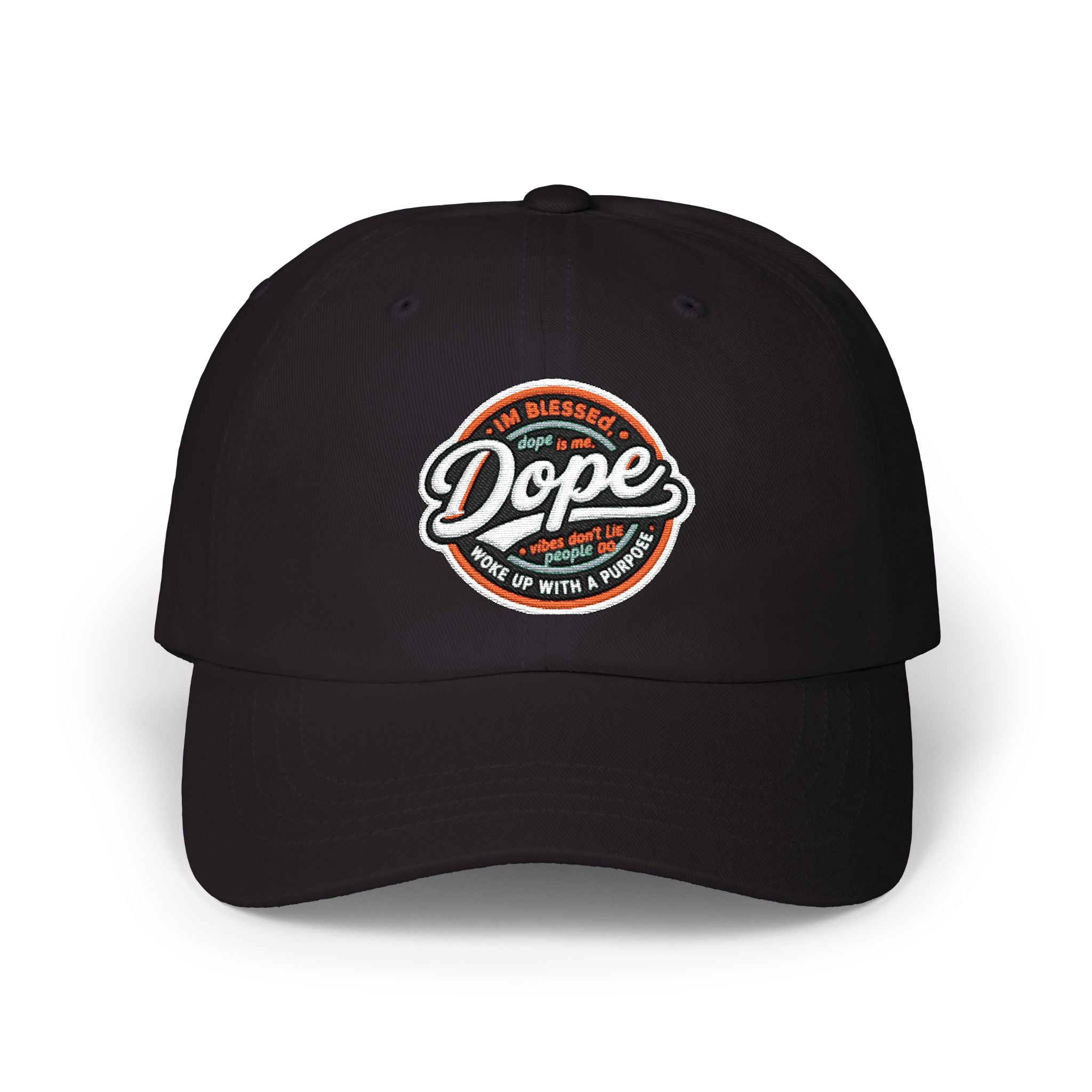 Dope Circle Embroidered Cap — Vintage Retro Logo Baseball Hat