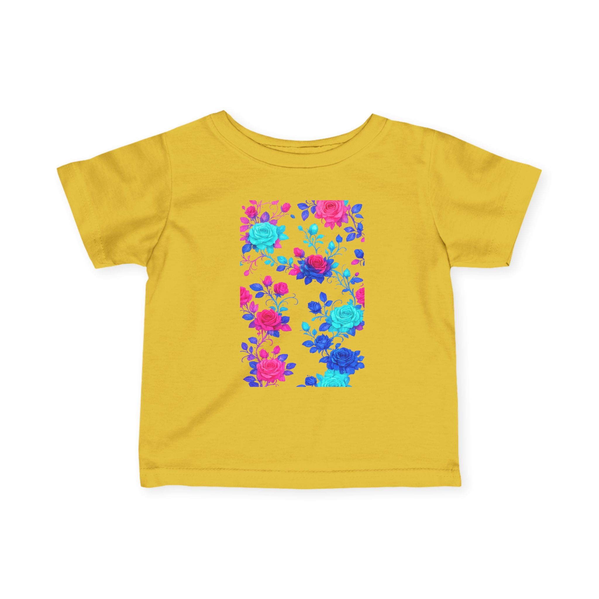 Infant Tee - Bright Floral Baby Shirt with Watercolor Floral Design for Girls