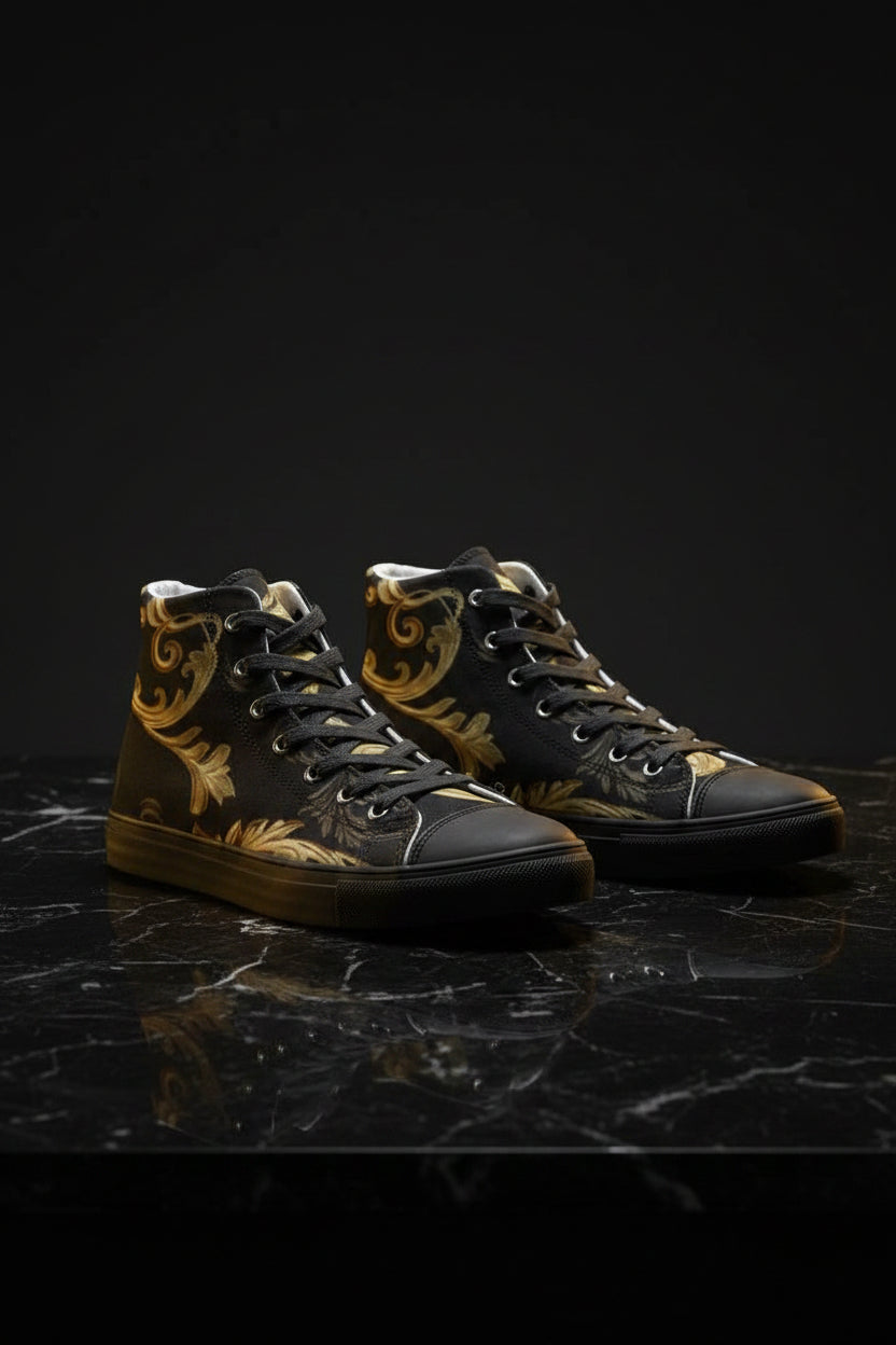 Elegant  Men's Hightop Canvas Shoe - Black