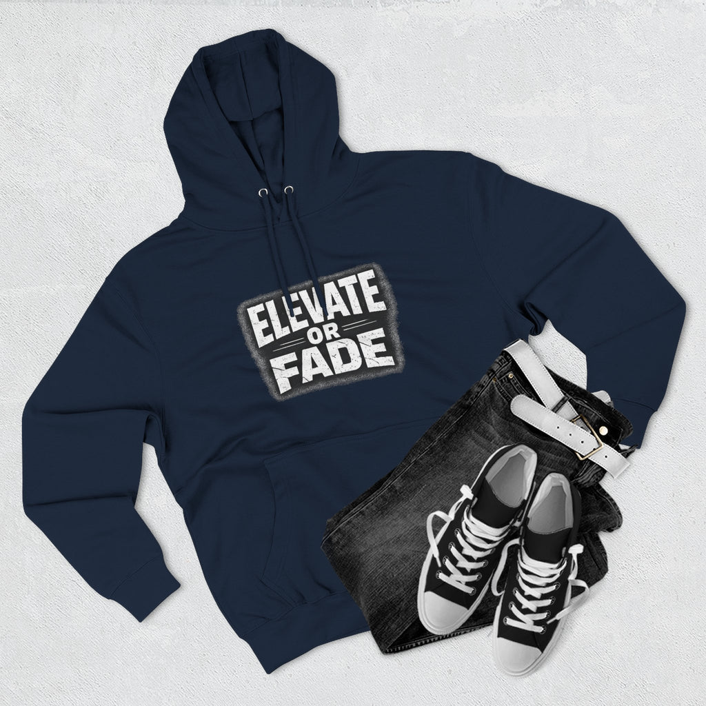 Elevate or Fade Hoodie - Urban Graphic Fleece Pullover with Crown and Wings Design for Stylish Comfort