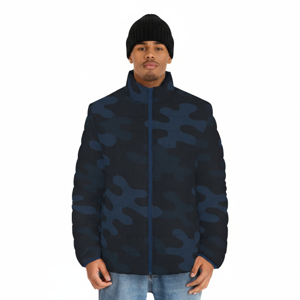 Men's Blue Camo Puffer Jacket - IAKAM