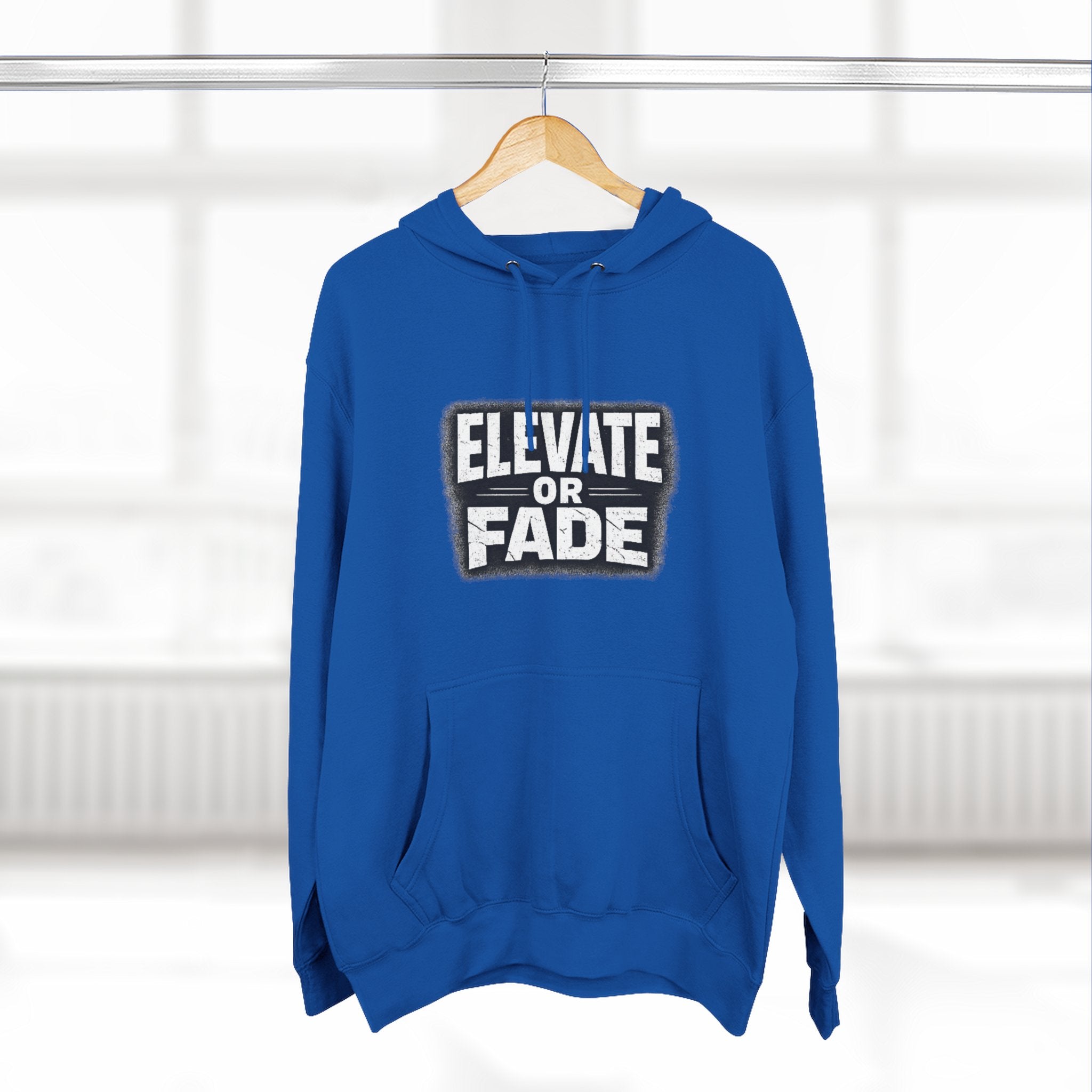 Elevate or Fade Hoodie - Urban Graphic Fleece Pullover with Crown and Wings Design for Stylish Comfort