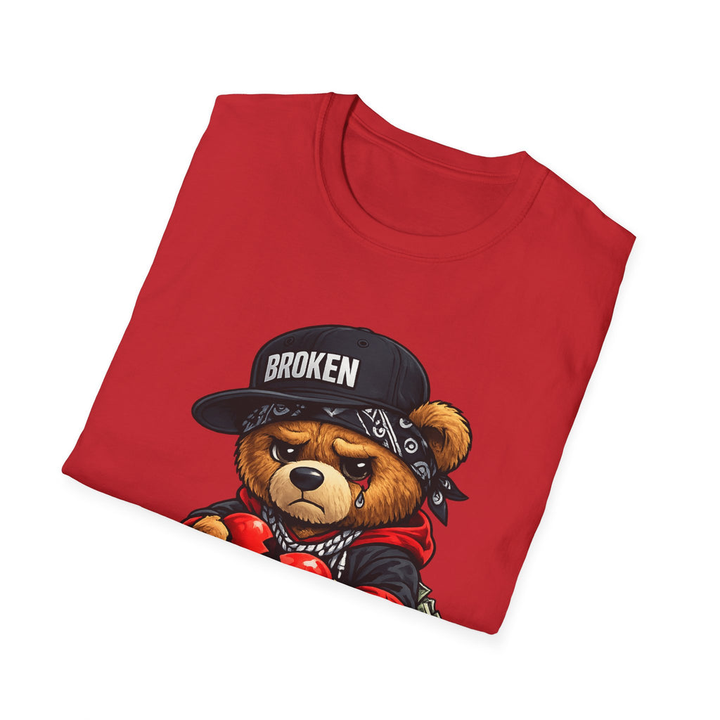 Broken Teddy Bear Graphic Tee — "Love Me" Street Art Shirt Unisex