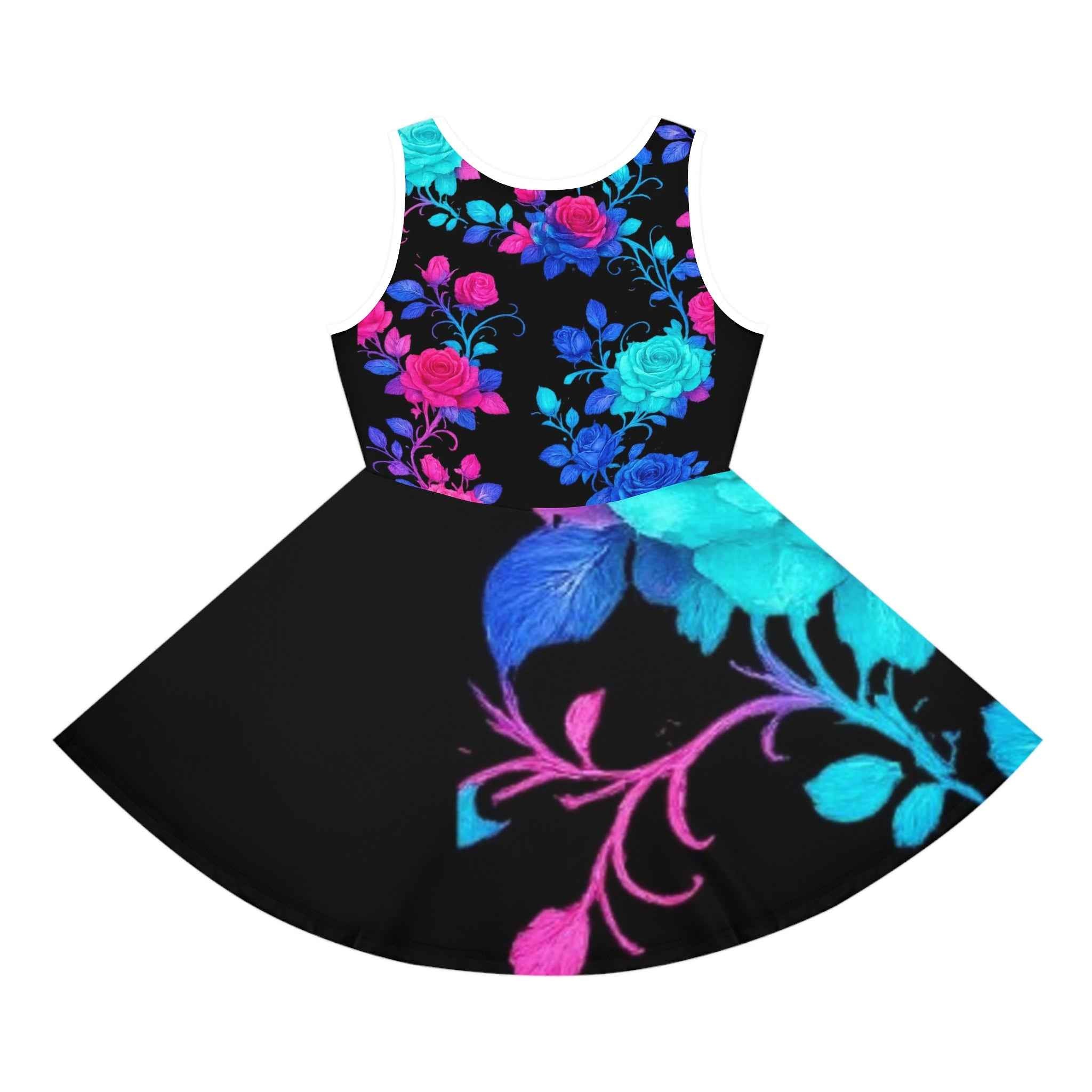 Girls' Floral Sundress Rose Design Sleeveless Dress for Kids
