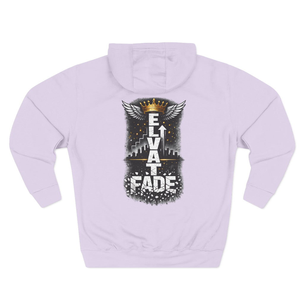 Elevate or Fade Hoodie - Urban Graphic Fleece Pullover with Crown and Wings Design for Stylish Comfort