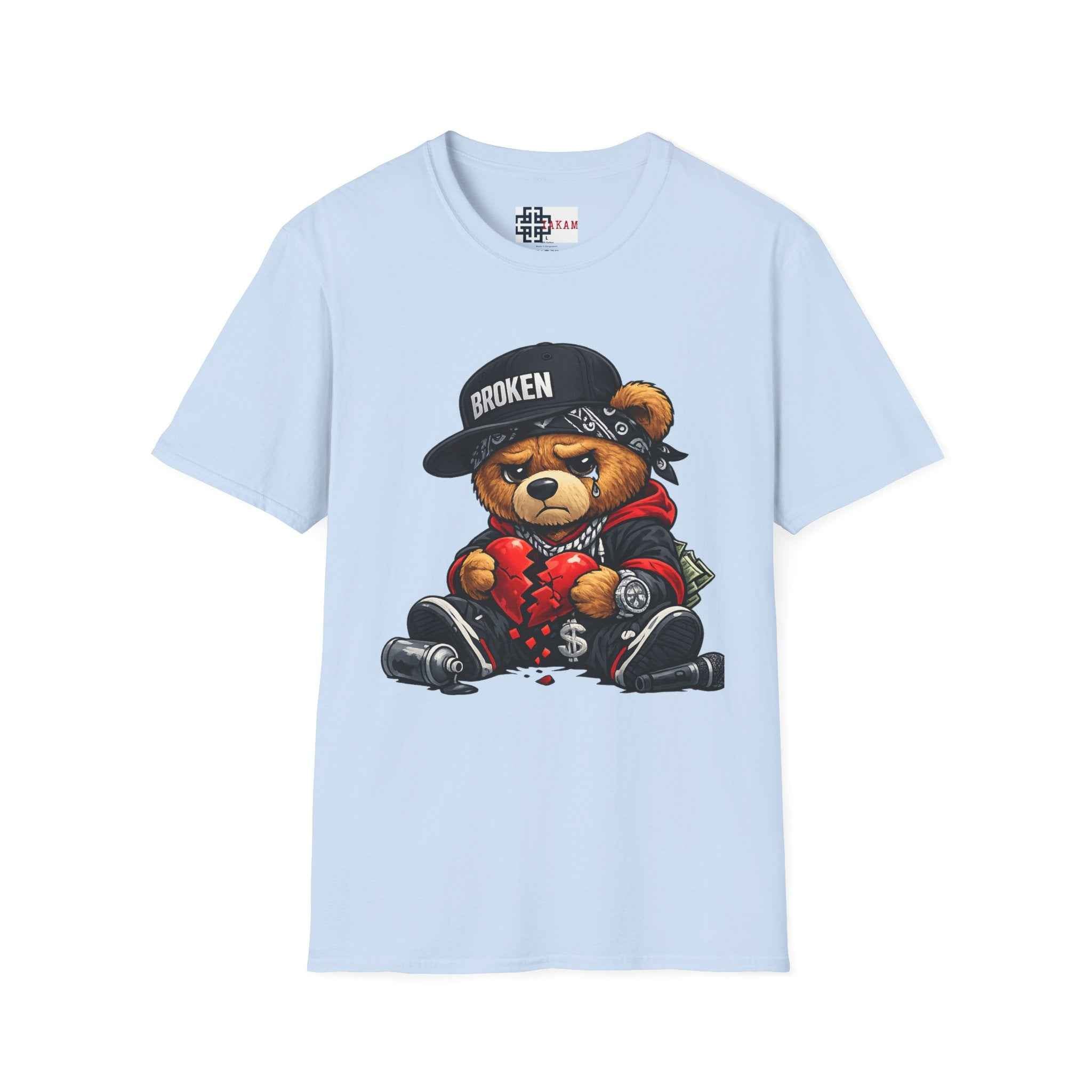 Broken Hearted Teddy Bear Graphic Tee — "Love Me" Street Art  T-Shirt