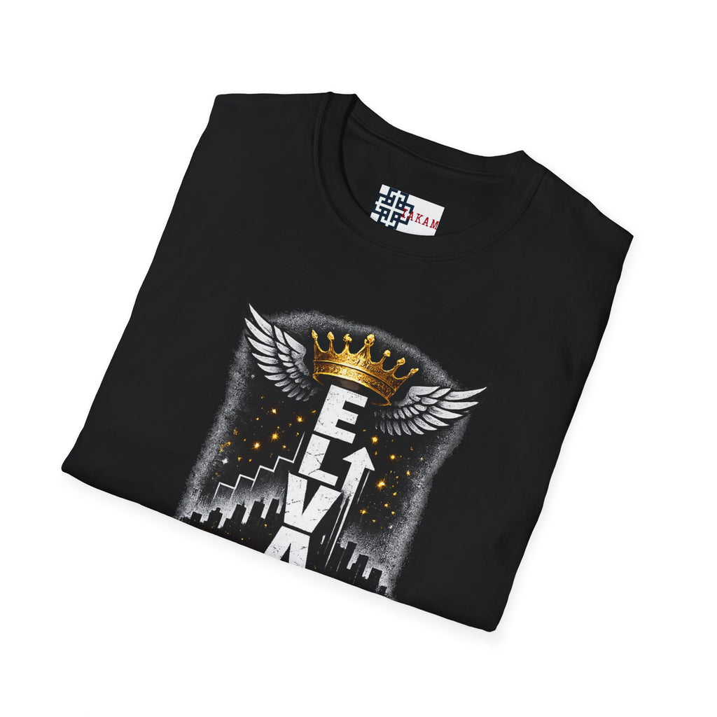 Elevate or Fade Streetwear T-Shirt - Motivational Tee with Crown & Wings