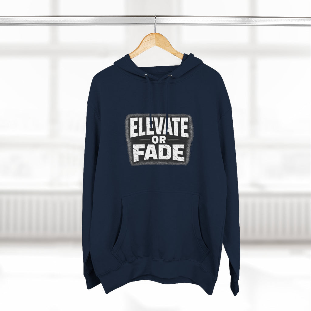 Elevate or Fade Hoodie - Urban Graphic Fleece Pullover with Crown and Wings Design for Stylish Comfort