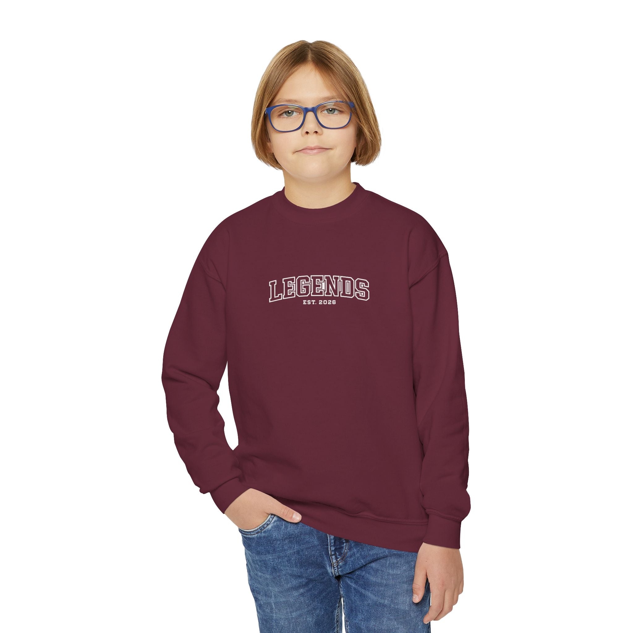 Youth Crewneck Sweatshirt – Classic Plain White Kids Pullover