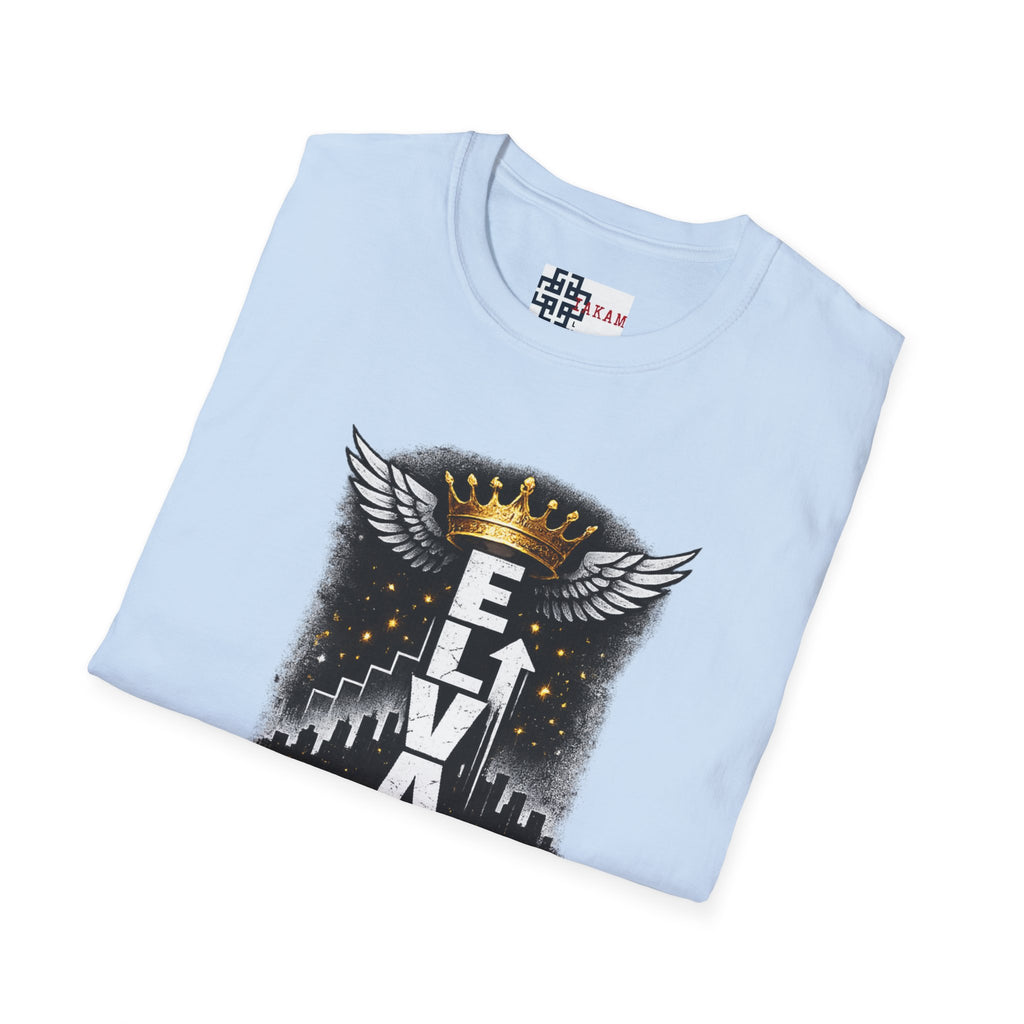Elevate or Fade Streetwear T-Shirt - Motivational Tee with Crown & Wings
