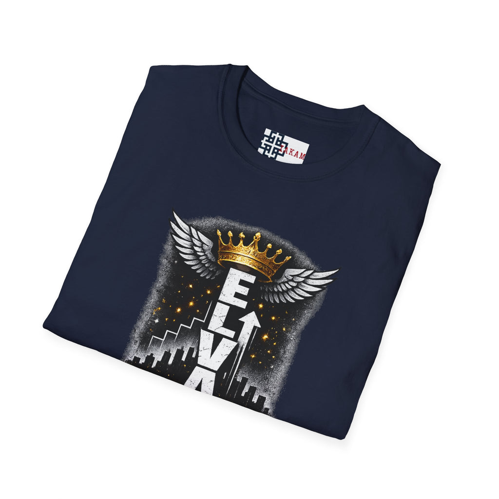 Elevate or Fade Streetwear T-Shirt - Motivational Tee with Crown & Wings