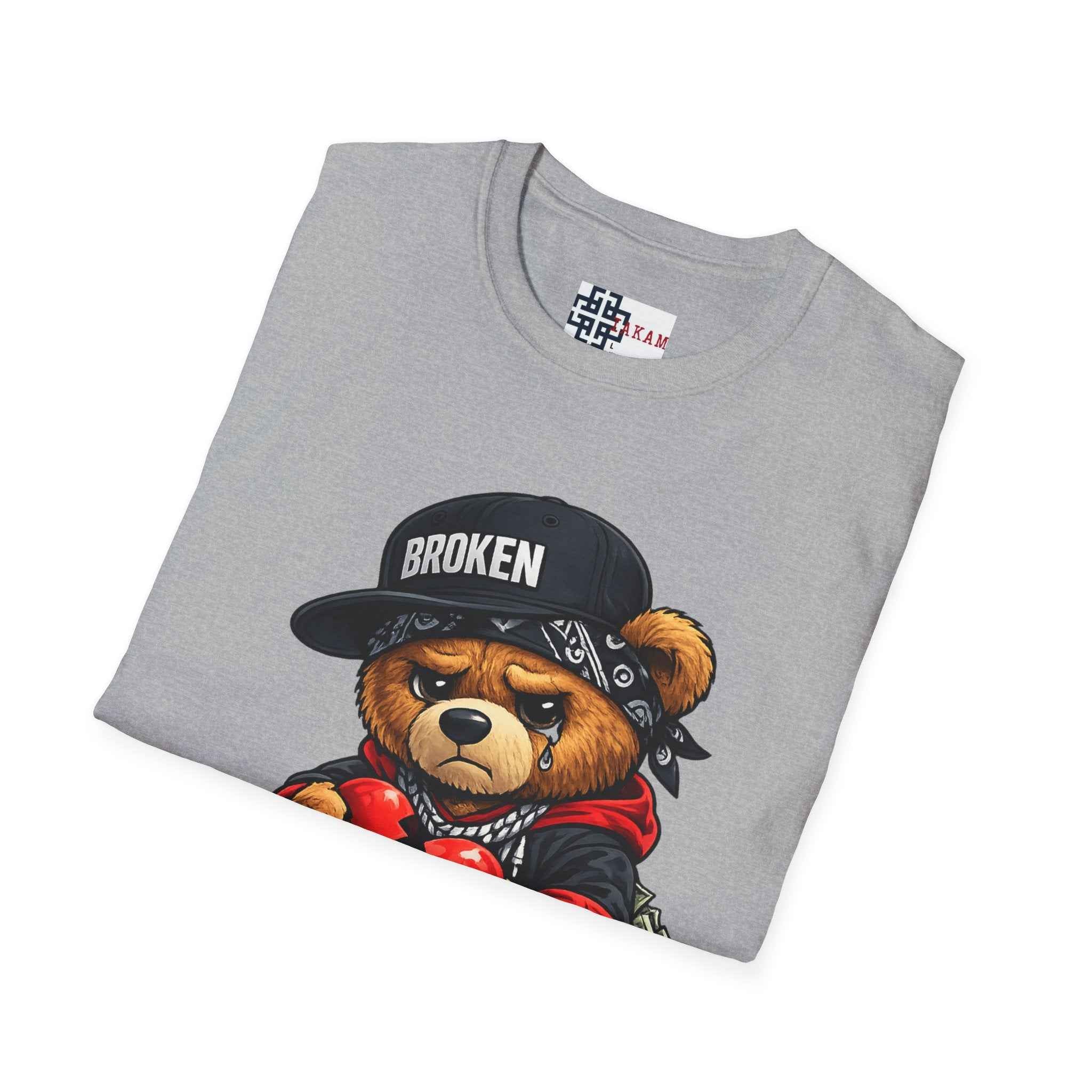 Broken Hearted Teddy Bear Graphic Tee — "Love Me" Street Art  T-Shirt