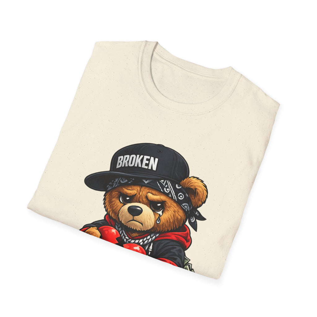 Broken Teddy Bear Graphic Tee — "Love Me" Street Art Shirt Unisex