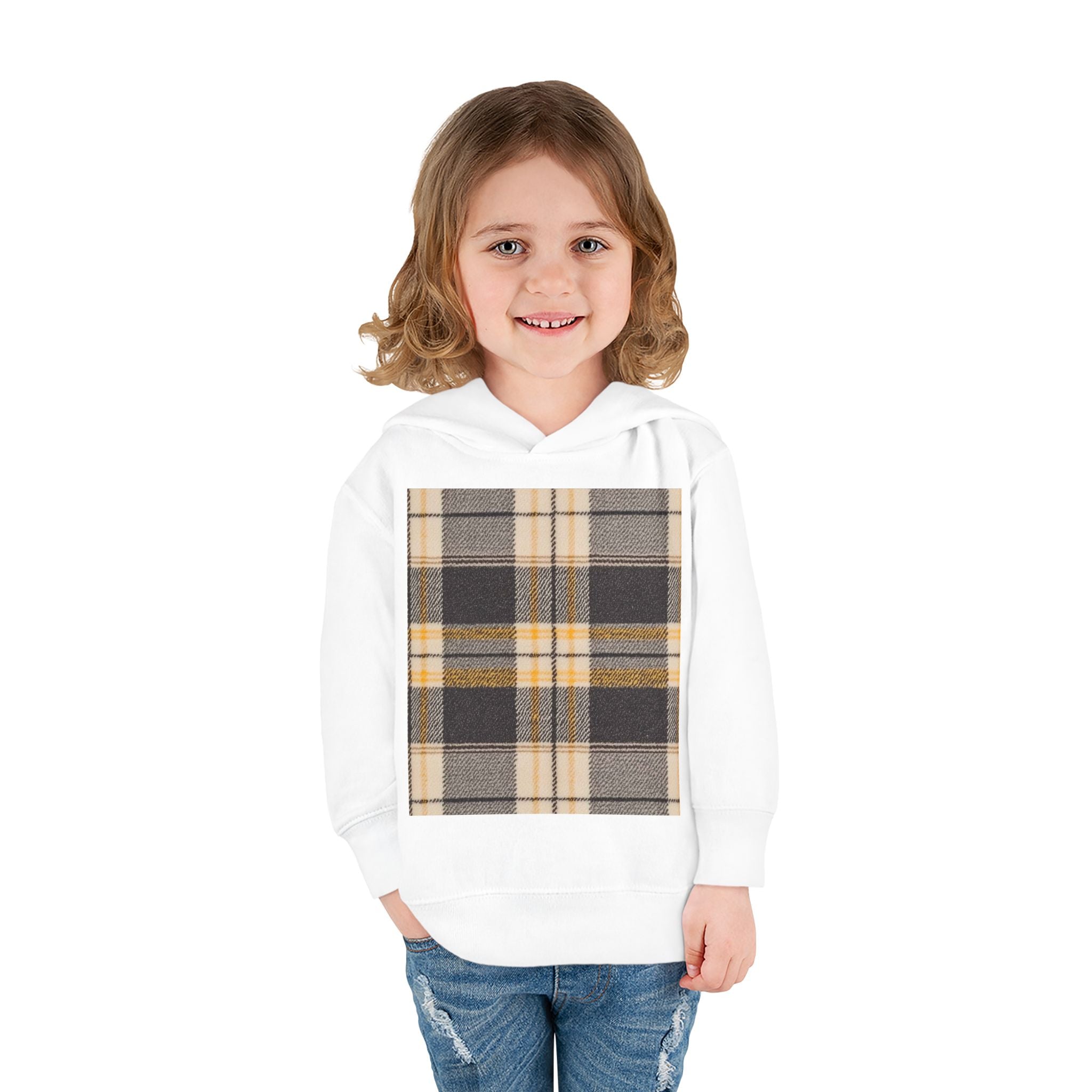 Toddler Pullover Fleece Hoodie Plaid 2 - IAKAM