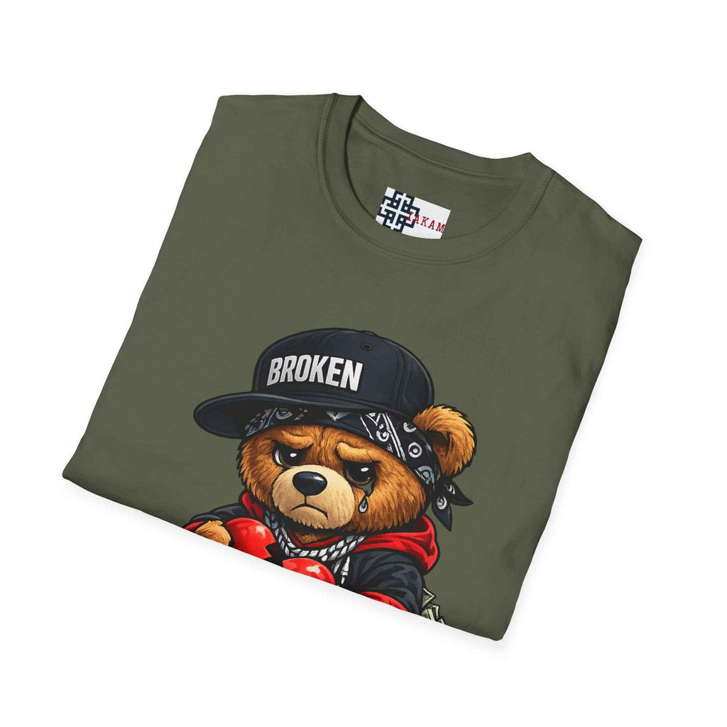 Broken Hearted Teddy Bear Graphic Tee — "Love Me" Street Art  T-Shirt