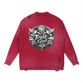 Trust God Sun Fade Distressed Ripped Crewneck sweater