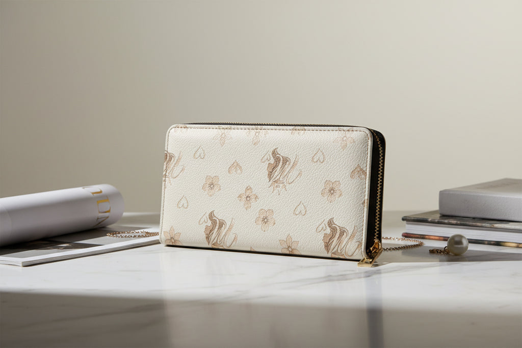 Msfbrownie Zipper Wallet — Elegant Floral & Swan Patterned Zip Wallet