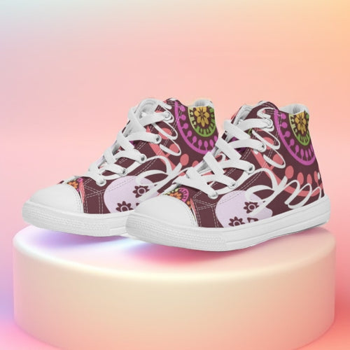 Crazy Skull 1 Kids Hightop Canvas Shoe - IAKAM