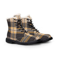 Plaid Fur-Lined Leather Boots for Cozy Winter Combat Style
