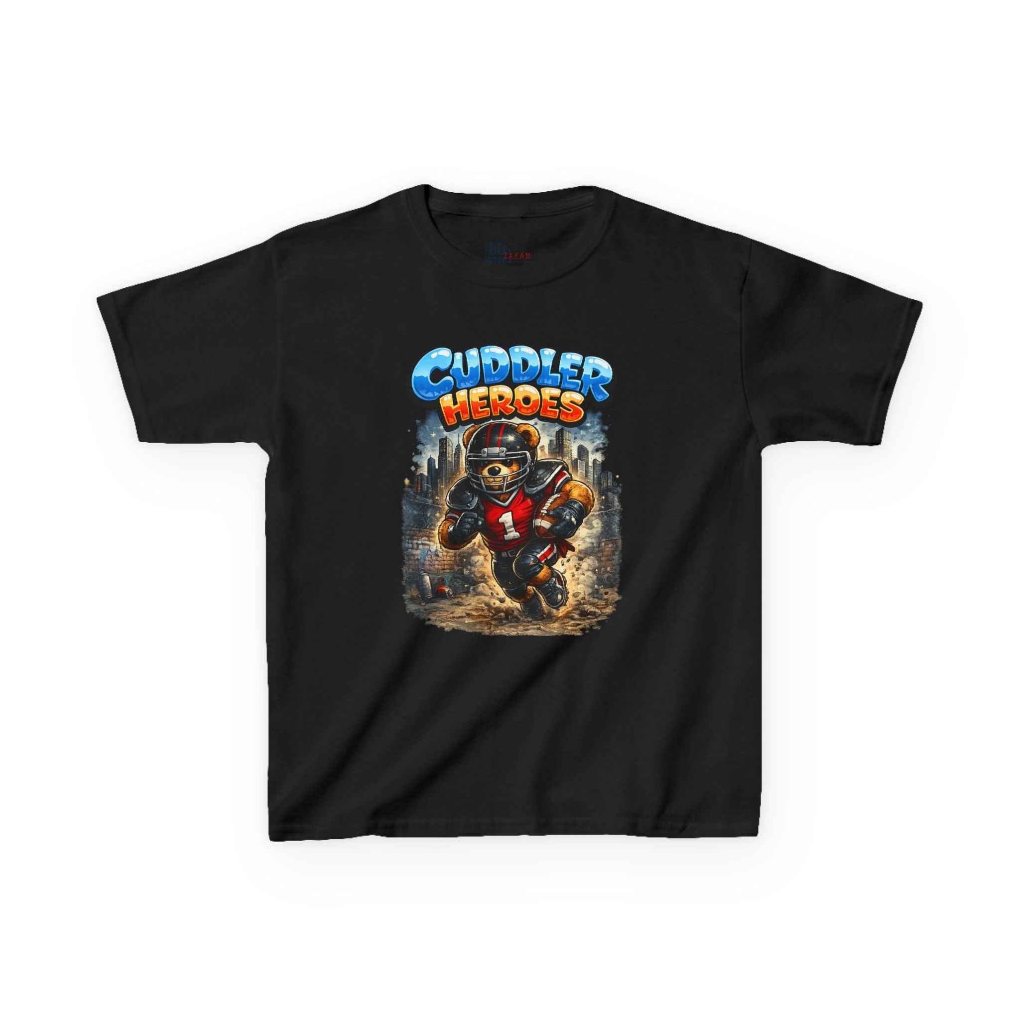 Kids T-Shirt — "Cuddler Heroes" Football Bear Graphic Tee