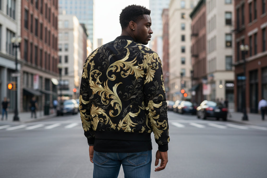 Elegant  Men's All-Over Print Bomber Jacket