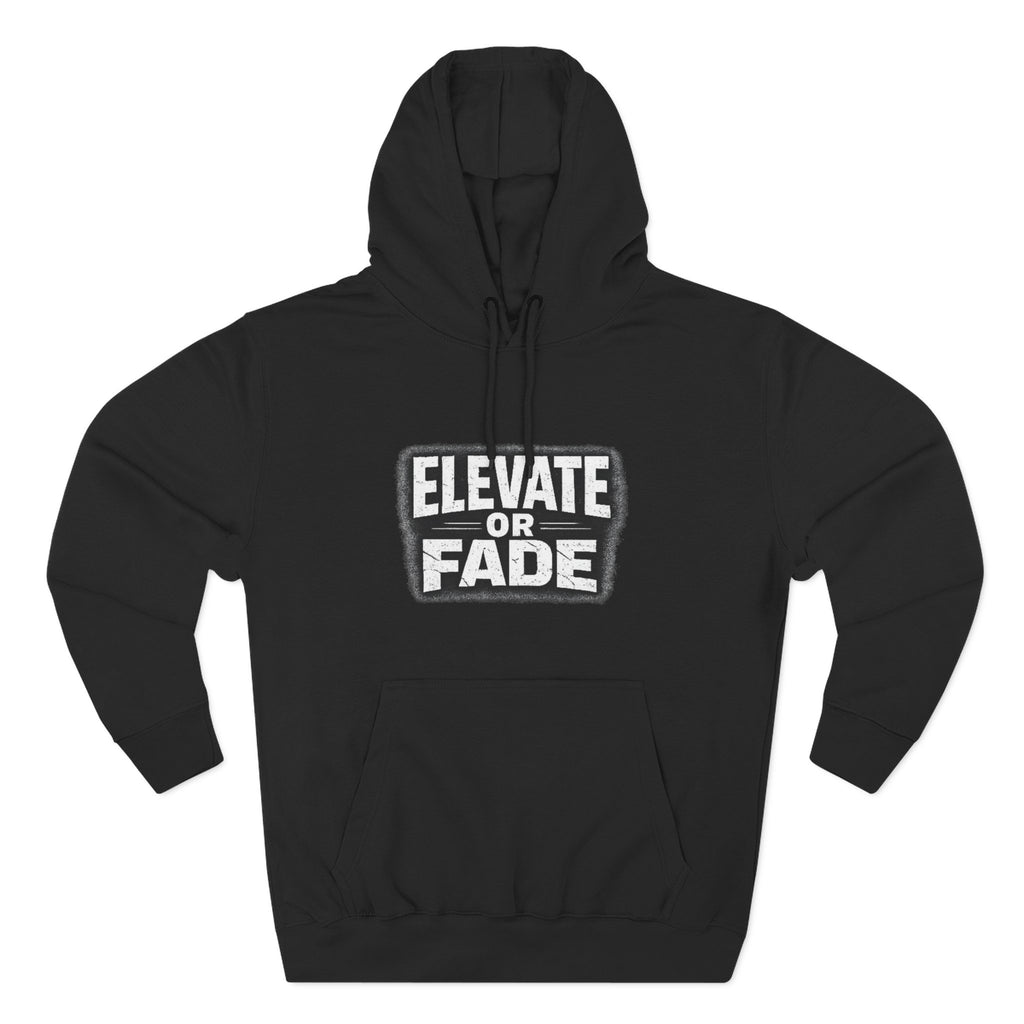 Elevate or Fade Hoodie - Urban Graphic Fleece Pullover with Crown and Wings Design for Stylish Comfort