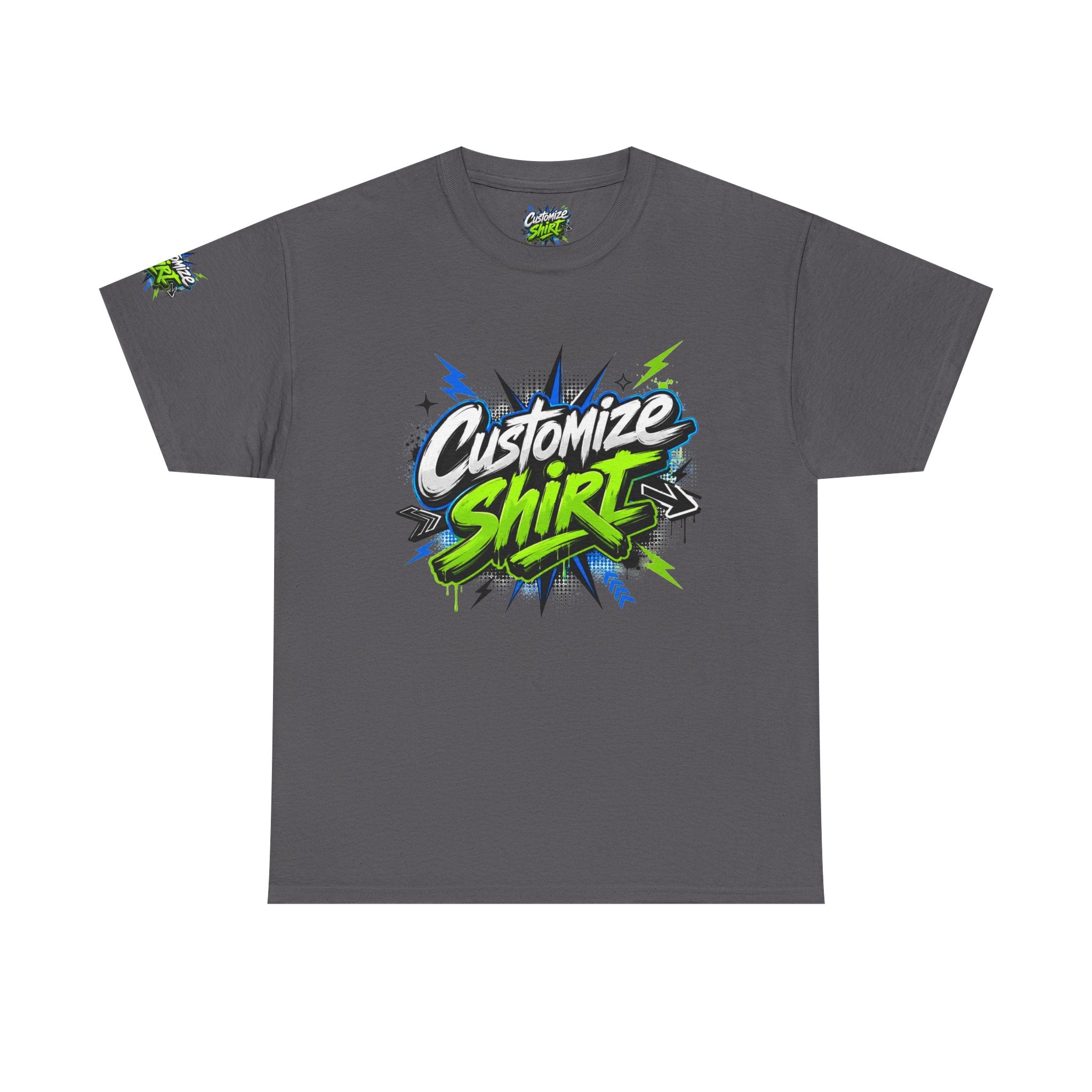 Customize Shirt Graphic Tee — Bold Neon Graffiti Design