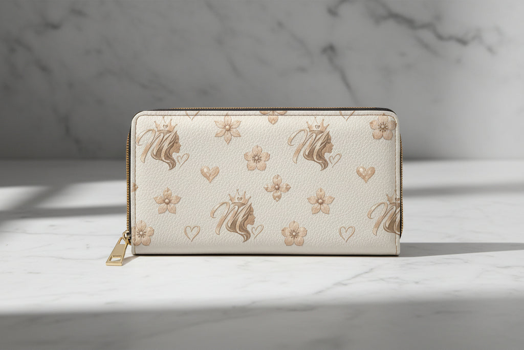 Msfbrownie Zipper Wallet — Elegant Floral & Swan Patterned Zip Wallet
