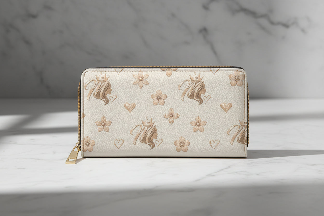 Msfbrownie Zipper Wallet — Elegant Floral & Swan Patterned Zip Wallet