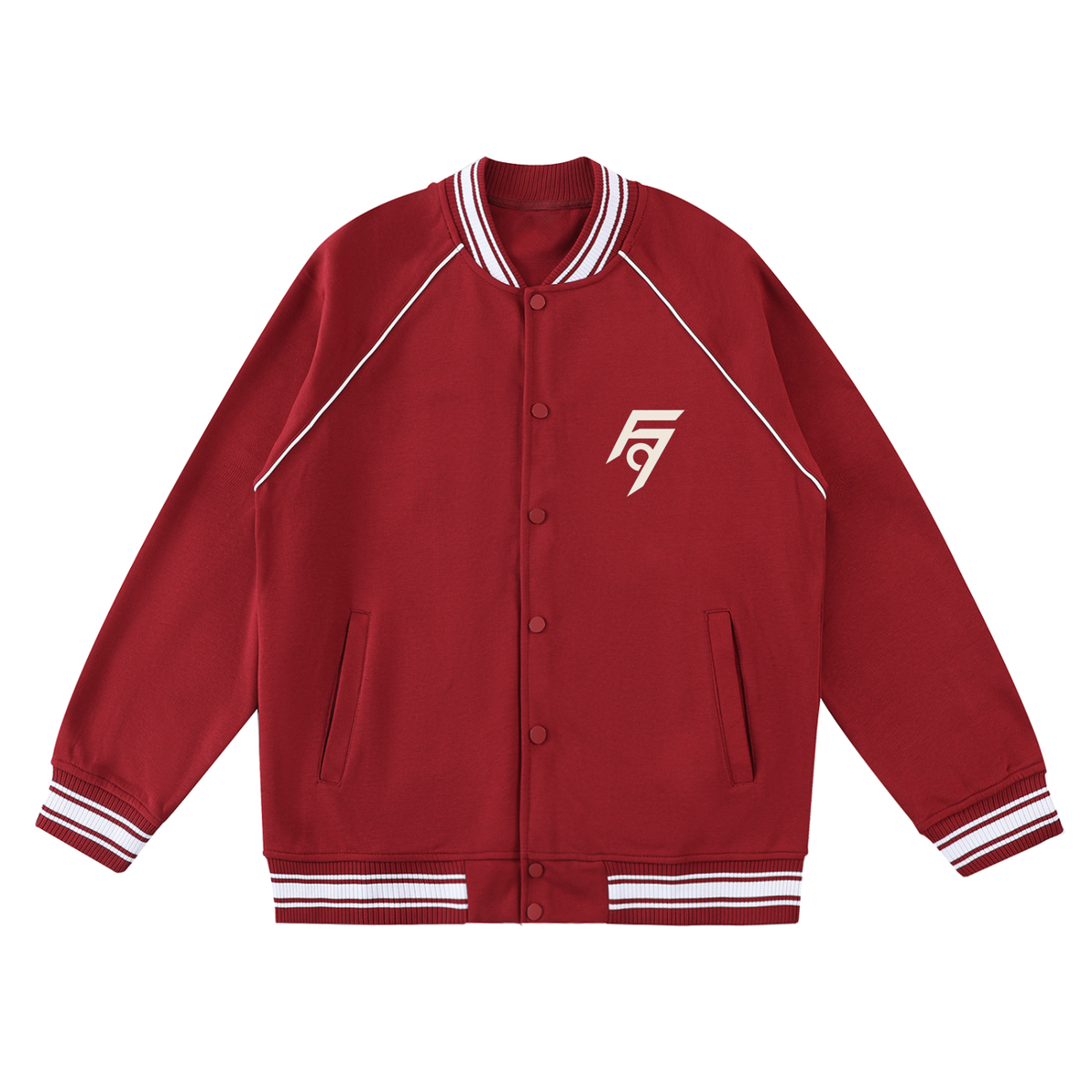 Contrast Trim Raglan Varsity Jacket