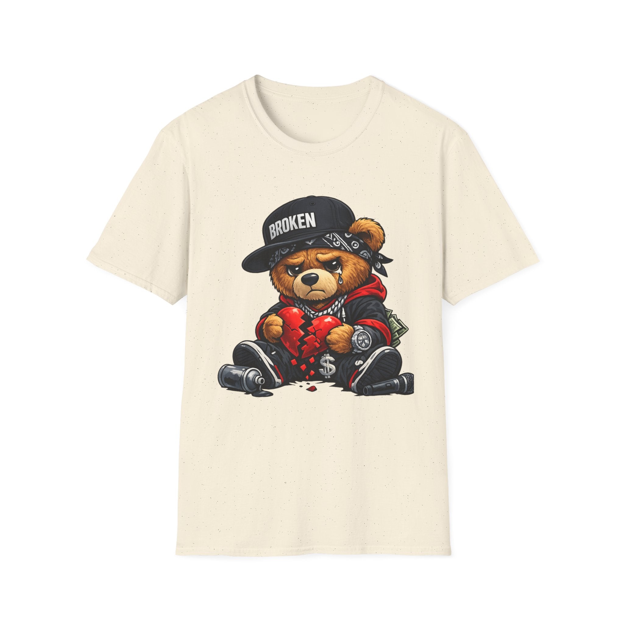 Broken Teddy Bear Graphic Tee — "Love Me" Street Art Shirt Unisex