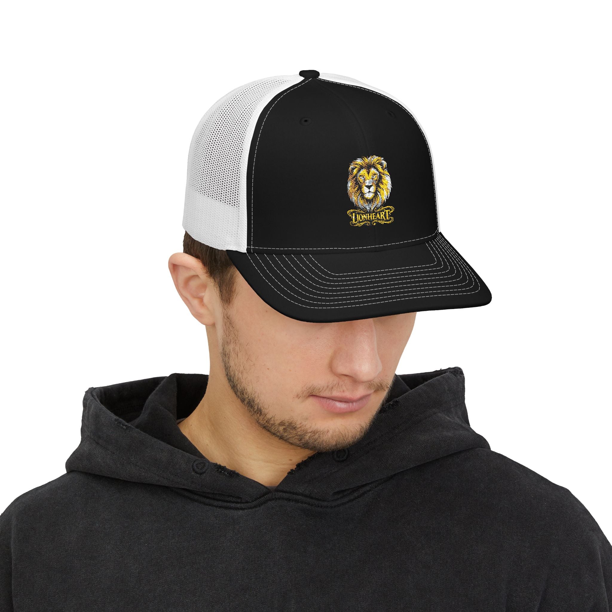 Lion Patch Trucker Cap - Embroidered Golden Lion Snapback