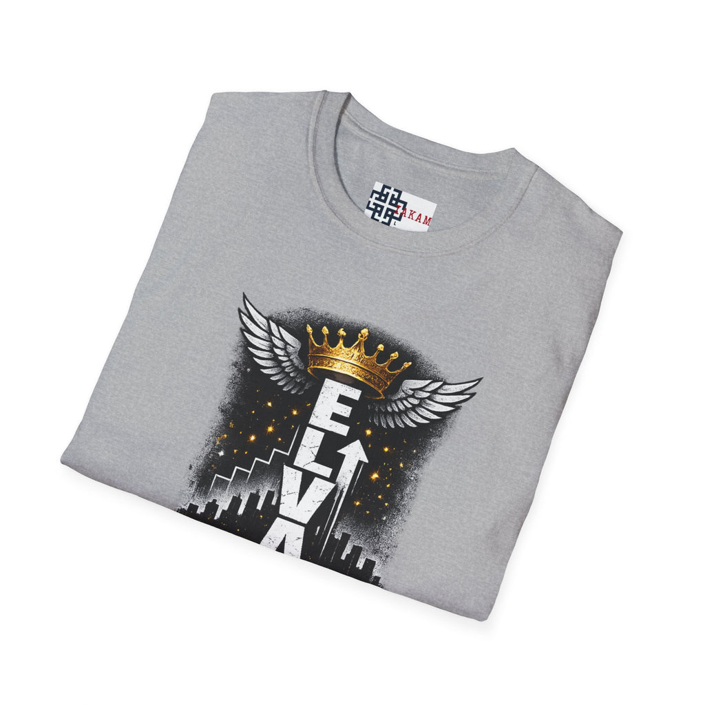 Elevate or Fade Streetwear T-Shirt - Motivational Tee with Crown & Wings