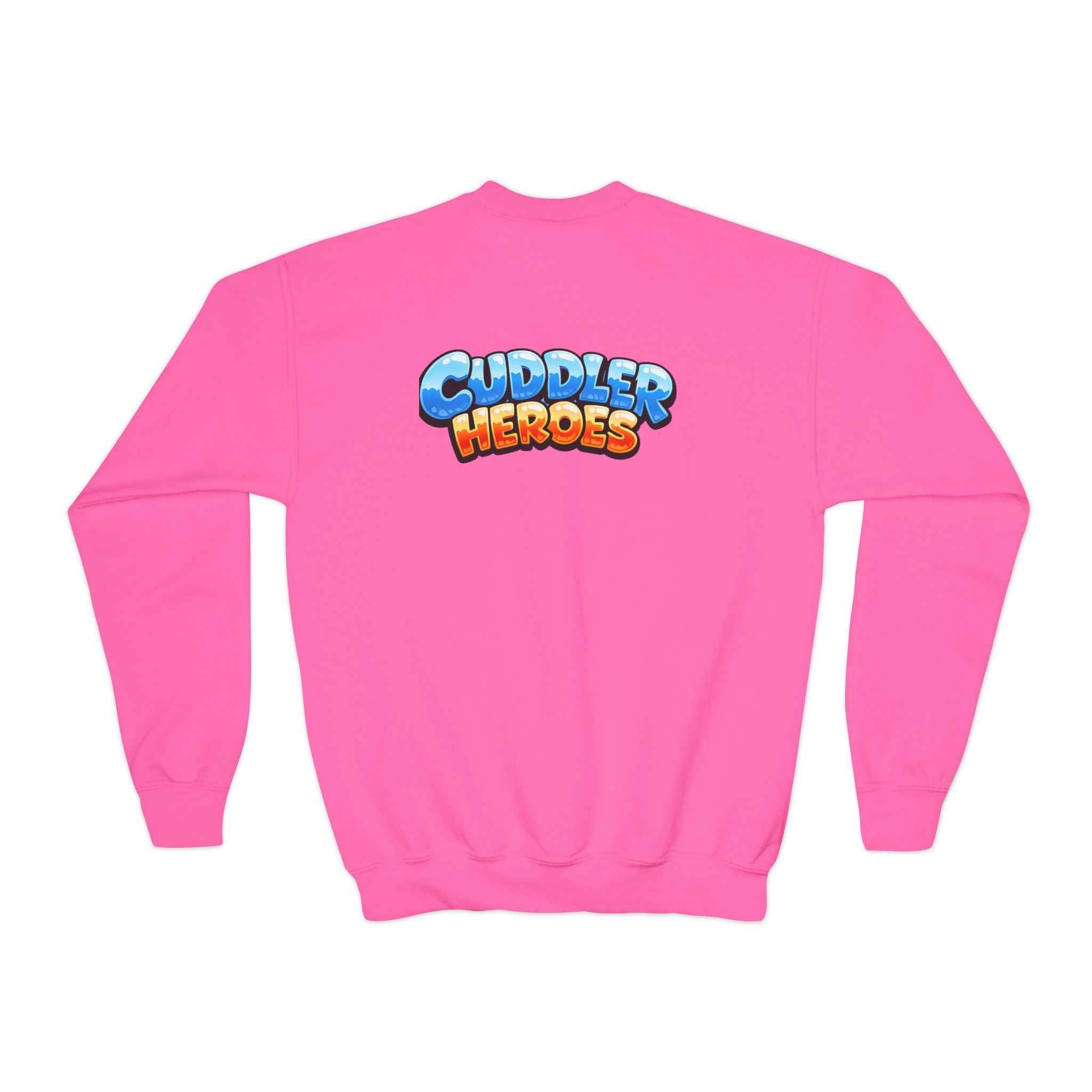 Cuddler Hero Kids Sweatshirt — Cute Superhero Teddy Crewneck