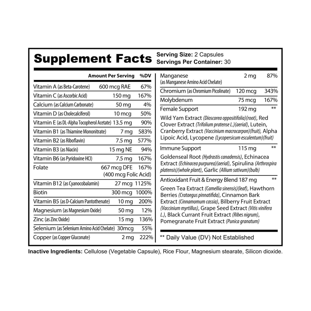 Elevate or Fade Multivitamin for Women Supplement (60 Capsules)