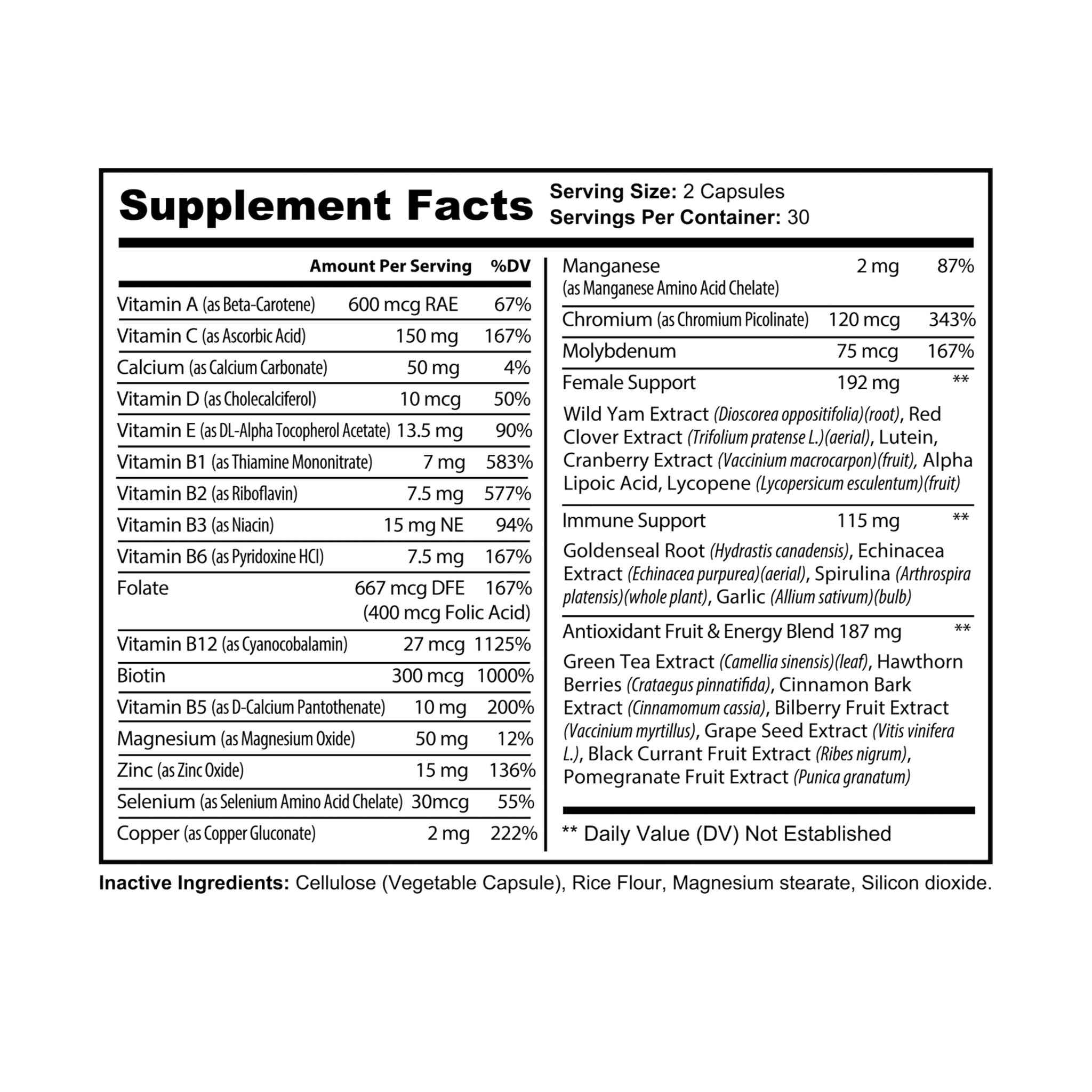 Elevate or Fade Multivitamin for Women Supplement (60 Capsules)