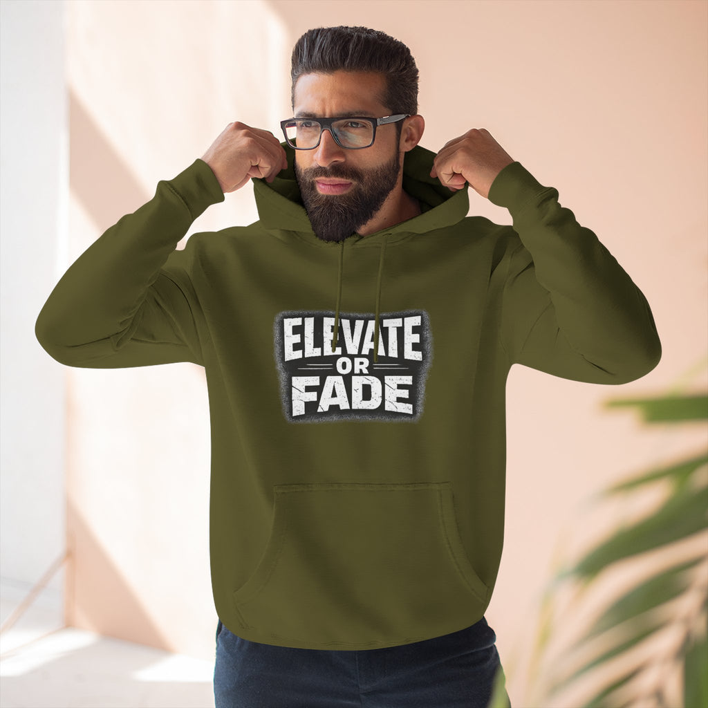 Elevate or Fade Hoodie - Urban Graphic Fleece Pullover with Crown and Wings Design for Stylish Comfort
