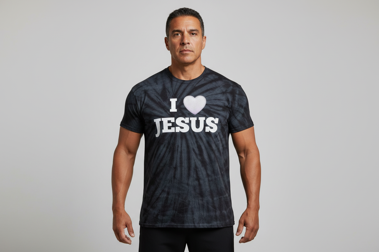 I love Jesus Tie-Dye T-Shirt with Tonal Spider Design
