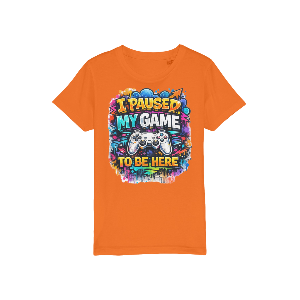I Paused My Game Kids T-Shirt for Young Gamers - Organic Jersey