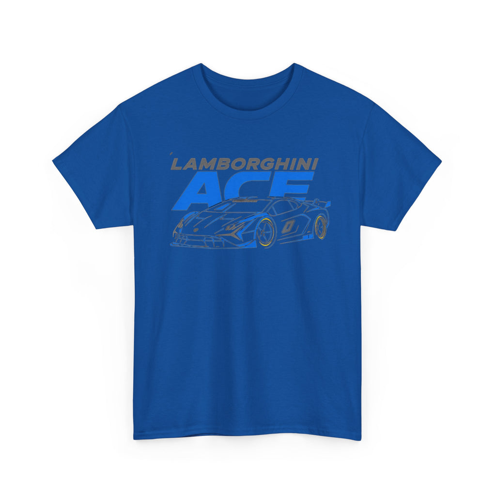 Lamborghini ACE Sports Car Tee — Retro Blue Racing Graphic T-Shirt