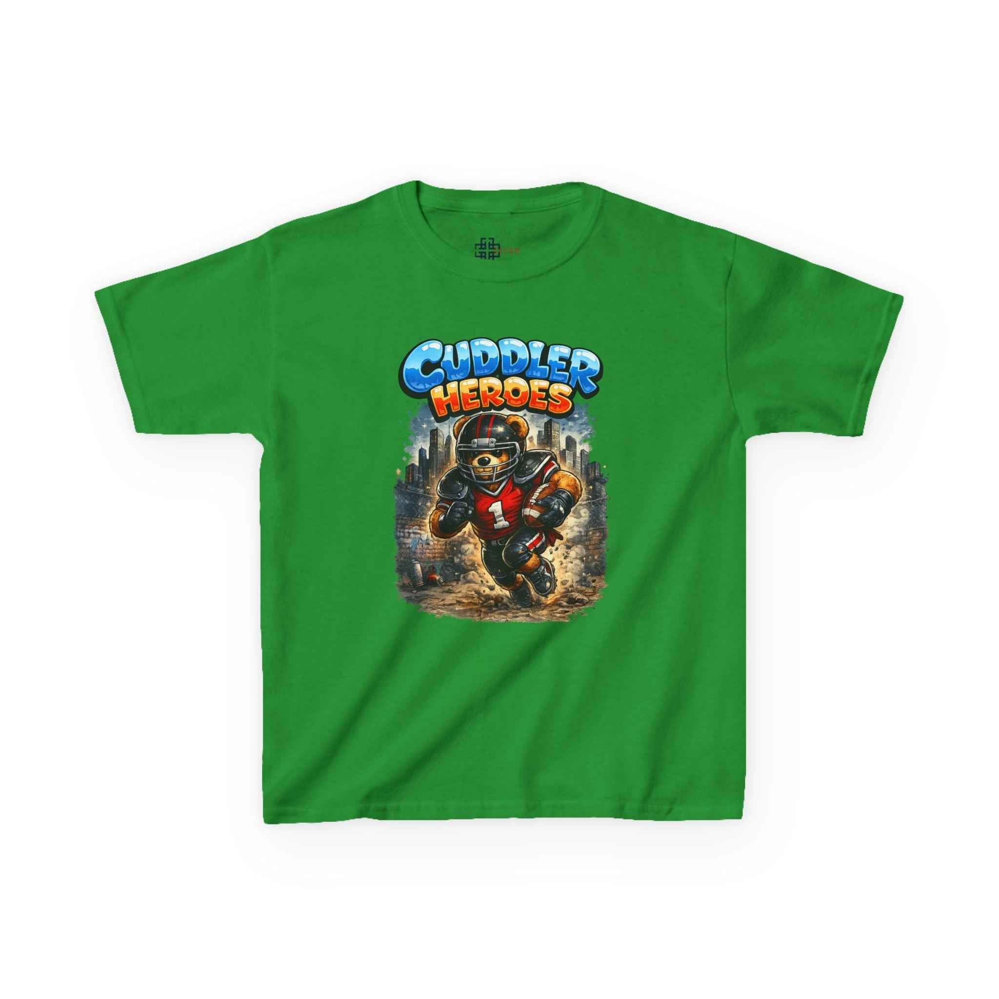 Kids T-Shirt — "Cuddler Heroes" Football Bear Graphic Tee