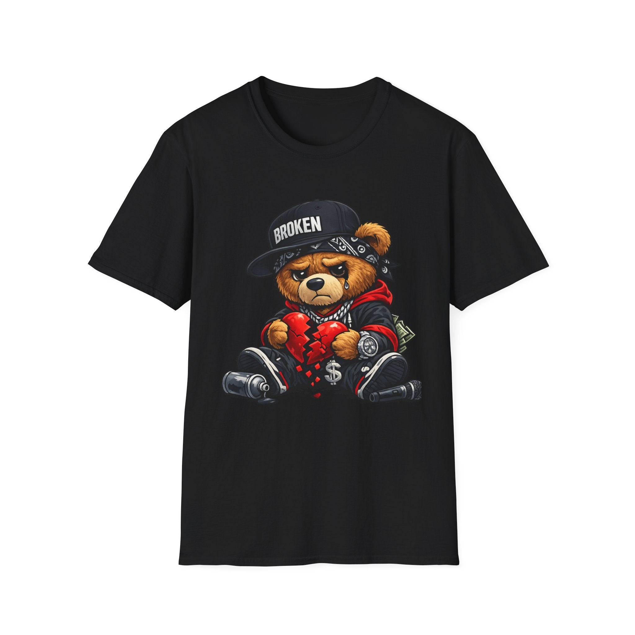 Broken Teddy Bear Graphic Tee — "Love Me" Street Art Shirt Unisex