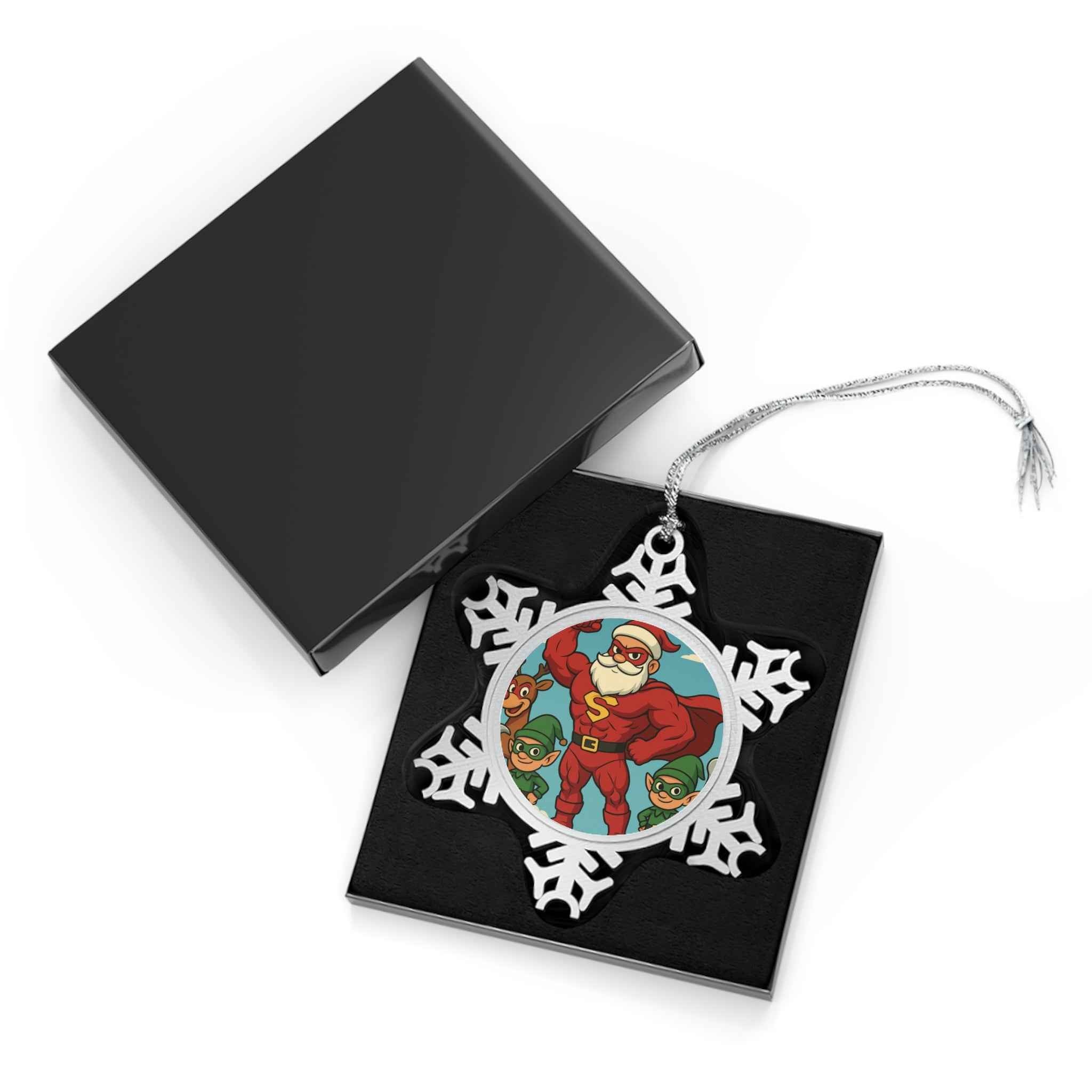 Pewter Snowflake Ornament - Super Santa and Elves Holiday Tree Decoration