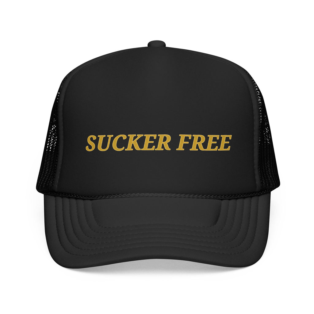 Sucker Free Trucker Hat — Vintage Gold Embroidered Foam Cap