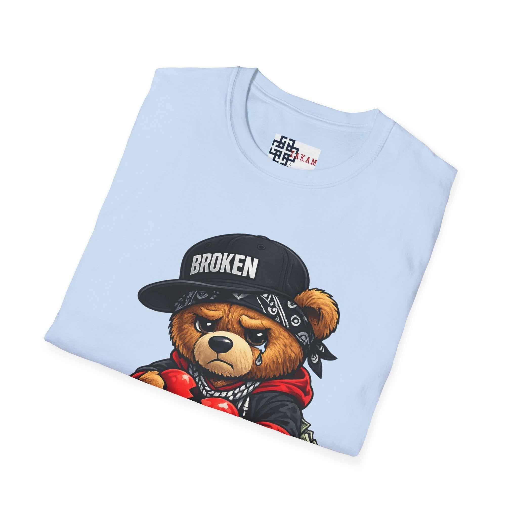Broken Hearted Teddy Bear Graphic Tee — "Love Me" Street Art  T-Shirt