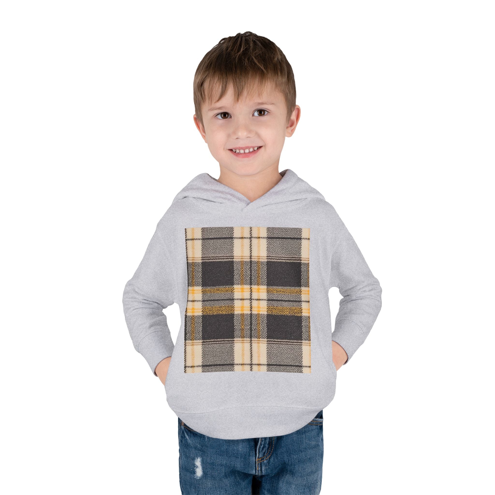 Toddler Pullover Fleece Hoodie Plaid 2 - IAKAM