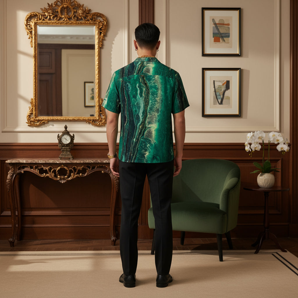 Unisex Marble Green Shirt: Button Down for Stylish Comfort