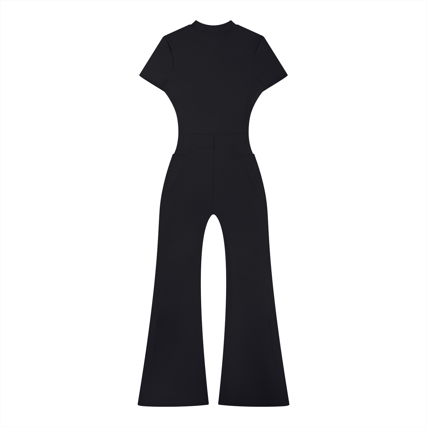 Msfbrownie Women’s Tight Flared Leg Quarter-Zip Jumpsuit